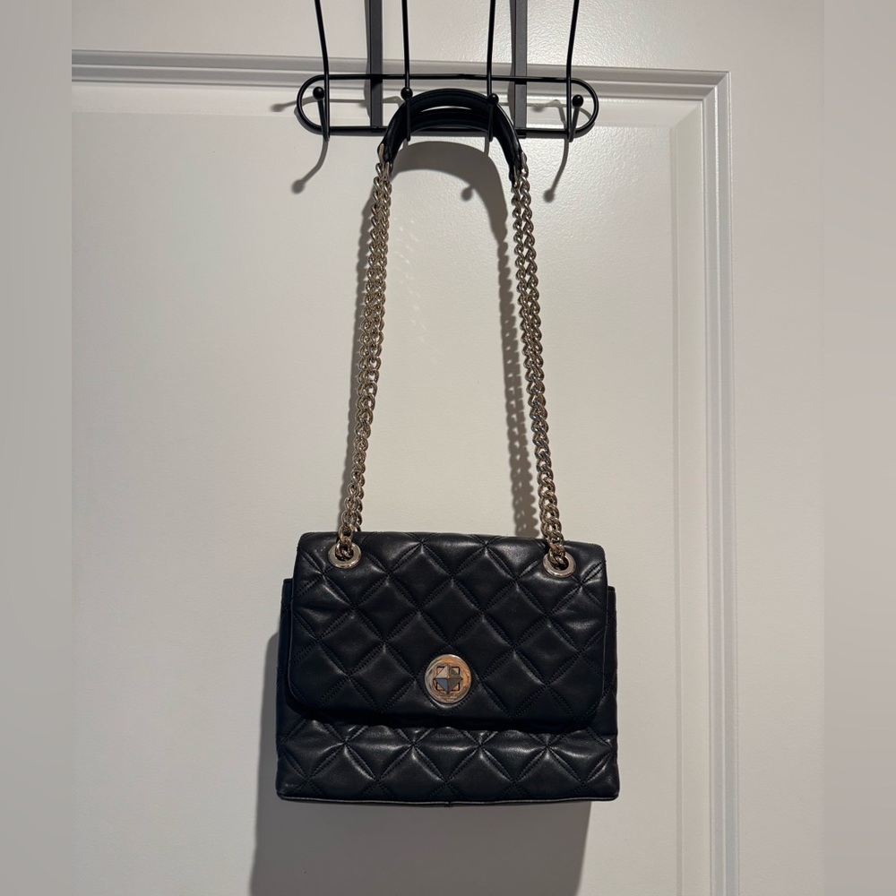 Kate Spade Black Quilted Shoulder Bag with Gold Chain
